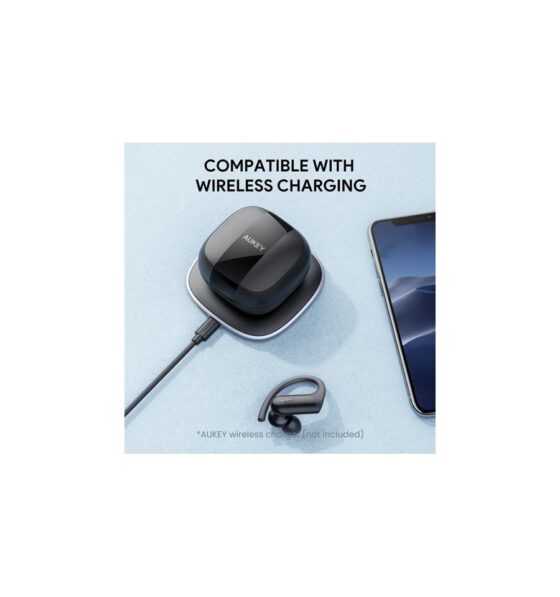 Aukey EP-T32 Wireless Charging Earbuds Elevation Over-Ear IPX8 with CVC 8.0 Black - Image 4
